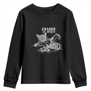 Chinga La Migra Protest Cat Youth Sweatshirt Spanish Resistance Against Ice TS02 Black Print Your Wear