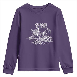 Chinga La Migra Protest Cat Youth Sweatshirt Spanish Resistance Against Ice TS02 Purple Print Your Wear