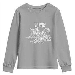 Chinga La Migra Protest Cat Youth Sweatshirt Spanish Resistance Against Ice TS02 Sport Gray Print Your Wear