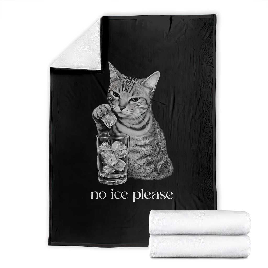 No Ice Please Realistic Angry Cat Graphic Throw Blanket Resistance Against Ice Protest TS02 Black Print Your Wear