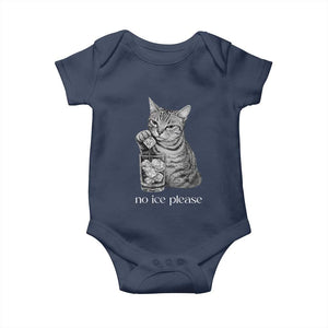 No Ice Please Realistic Angry Cat Graphic Baby Onesie Resistance Against Ice Protest TS02 Navy Print Your Wear