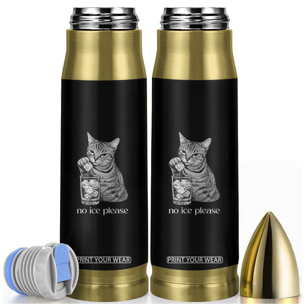 No Ice Please Realistic Angry Cat Graphic Bullet Tumbler Resistance Against Ice Protest TS02 Black Print Your Wear