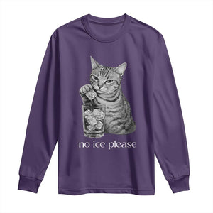 No Ice Please Realistic Angry Cat Graphic Long Sleeve Shirt Resistance Against Ice Protest TS02 Purple Print Your Wear