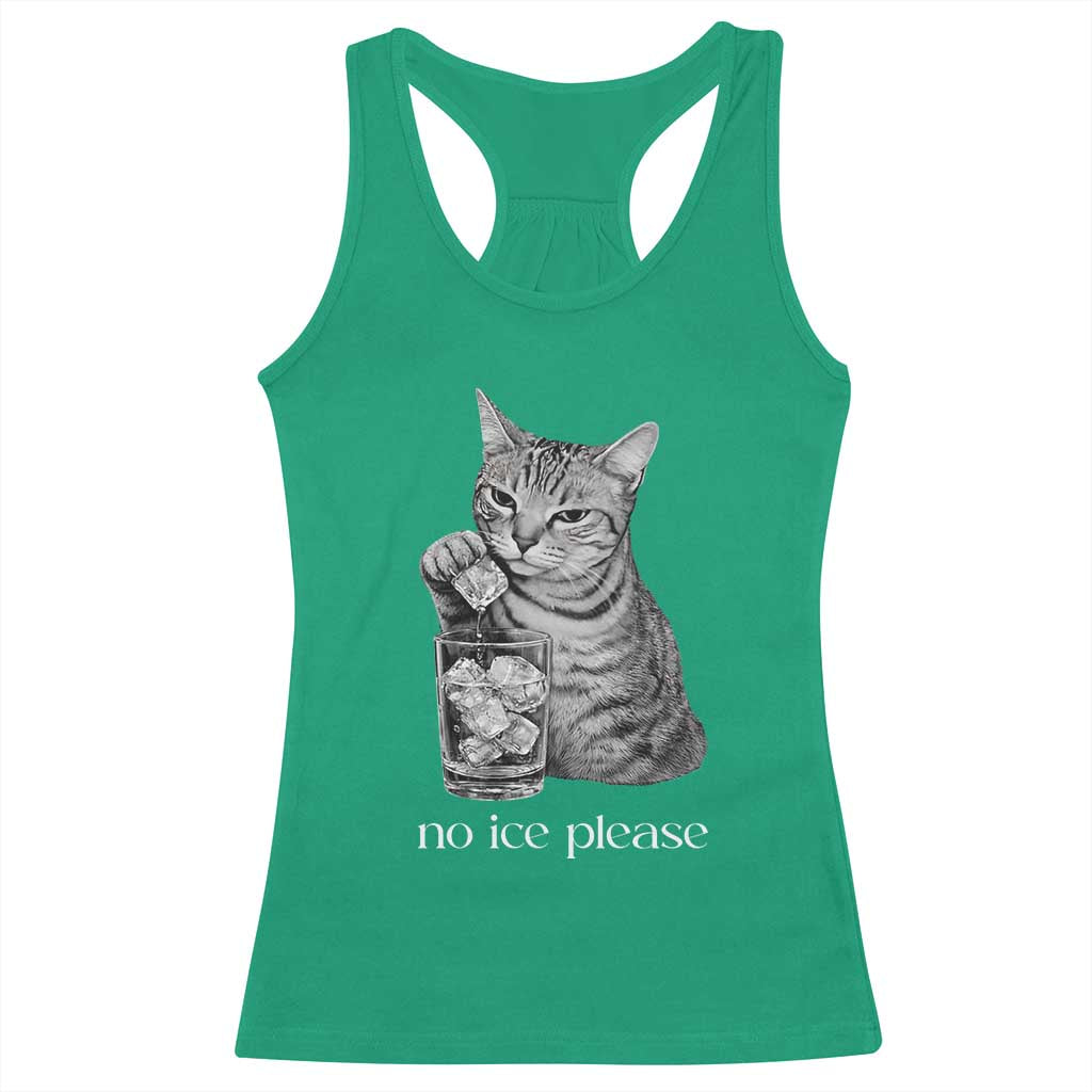 No Ice Please Realistic Angry Cat Graphic Racerback Tank Top Resistance Against Ice Protest TS02 Irish Green Print Your Wear