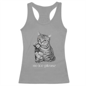 No Ice Please Realistic Angry Cat Graphic Racerback Tank Top Resistance Against Ice Protest TS02 Sport Gray Print Your Wear