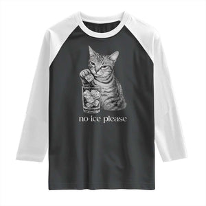 No Ice Please Realistic Angry Cat Graphic Raglan Shirt Resistance Against Ice Protest TS02 Black White Print Your Wear