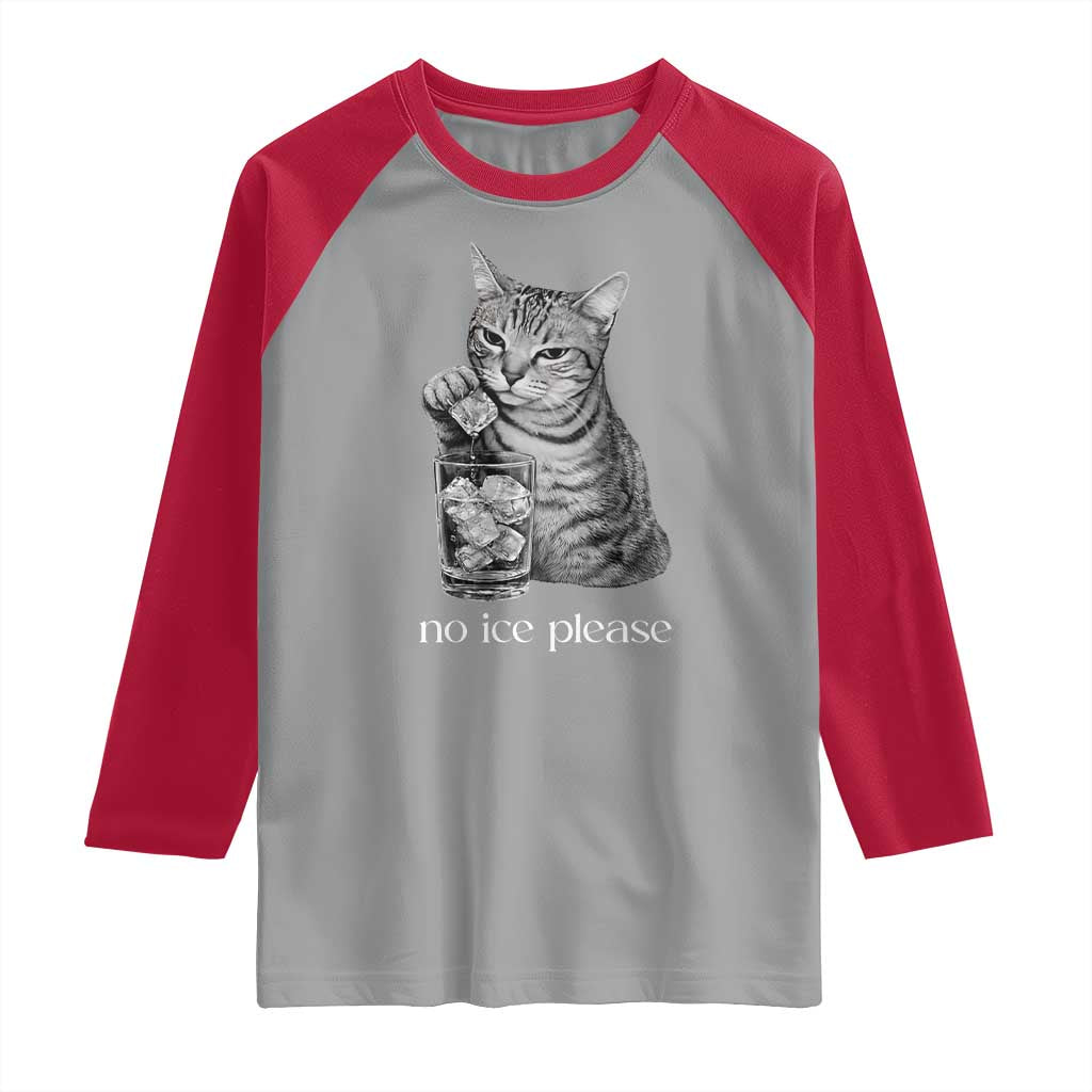 No Ice Please Realistic Angry Cat Graphic Raglan Shirt Resistance Against Ice Protest TS02 Sport Gray Red Print Your Wear