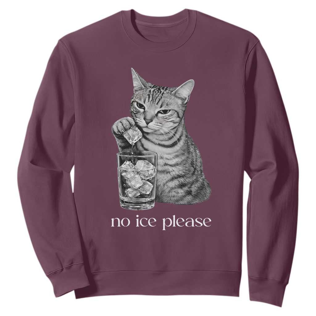 No Ice Please Realistic Angry Cat Graphic Sweatshirt Resistance Against Ice Protest TS02 Maroon Print Your Wear