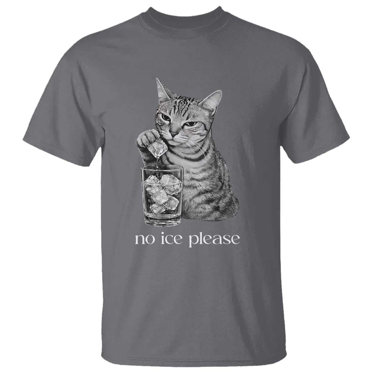 No Ice Please Realistic Angry Cat Graphic T Shirt Resistance Against Ice Protest TS02 Charcoal Print Your Wear