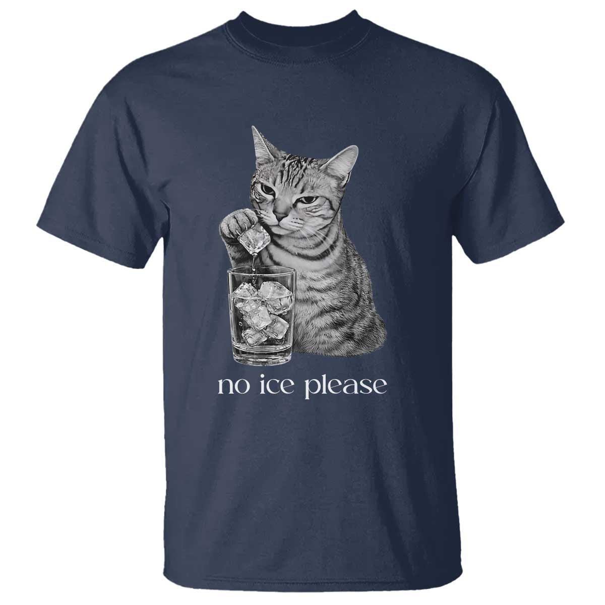 No Ice Please Realistic Angry Cat Graphic T Shirt Resistance Against Ice Protest TS02 Navy Print Your Wear