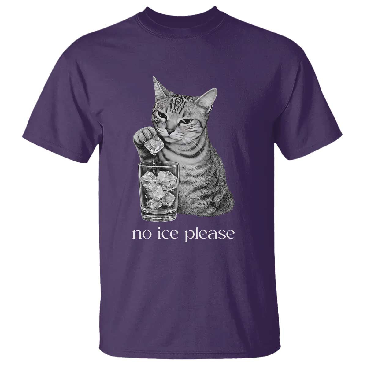No Ice Please Realistic Angry Cat Graphic T Shirt Resistance Against Ice Protest TS02 Purple Print Your Wear