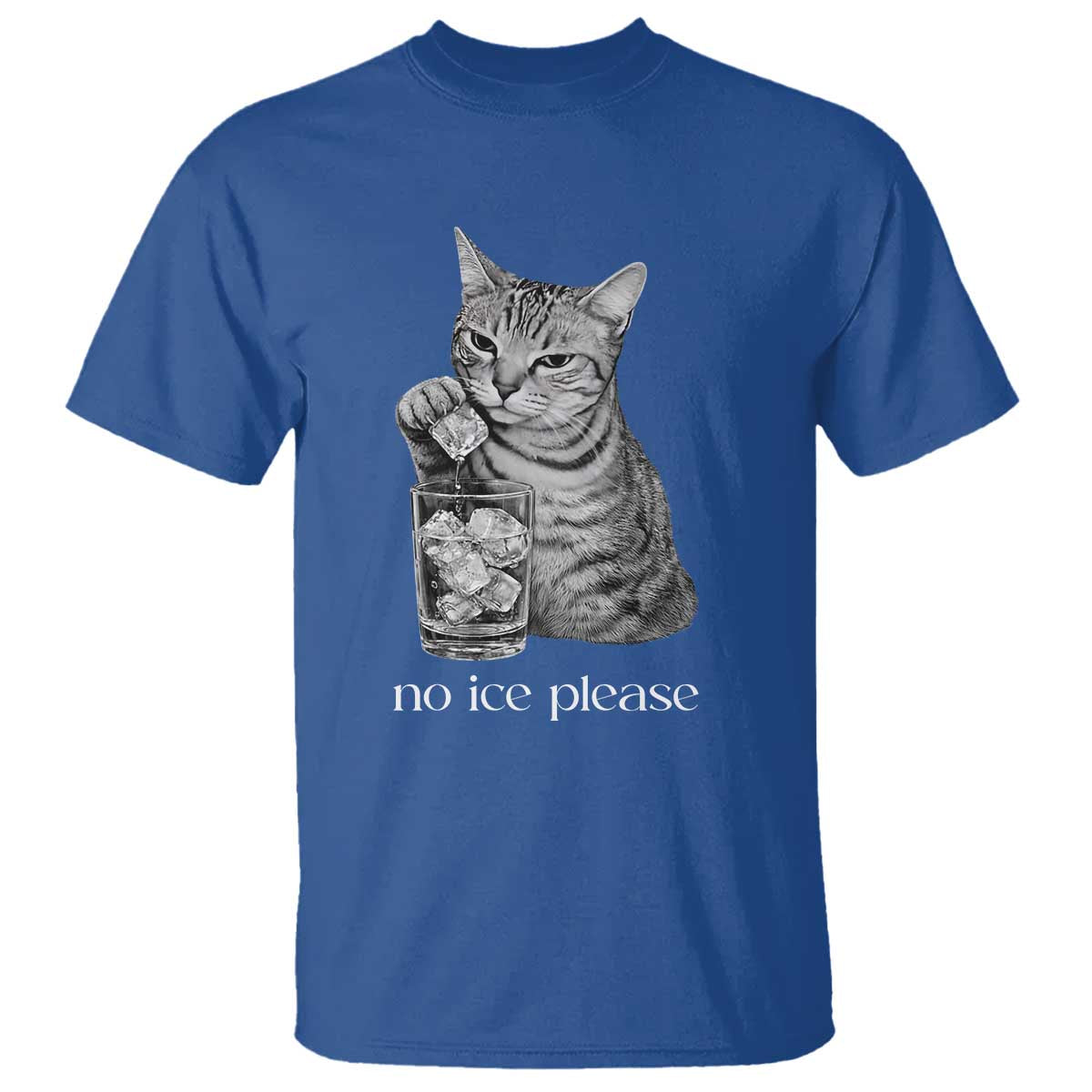 No Ice Please Realistic Angry Cat Graphic T Shirt Resistance Against Ice Protest TS02 Royal Blue Print Your Wear