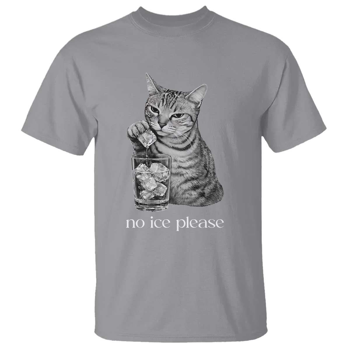 No Ice Please Realistic Angry Cat Graphic T Shirt Resistance Against Ice Protest TS02 Sport Gray Print Your Wear