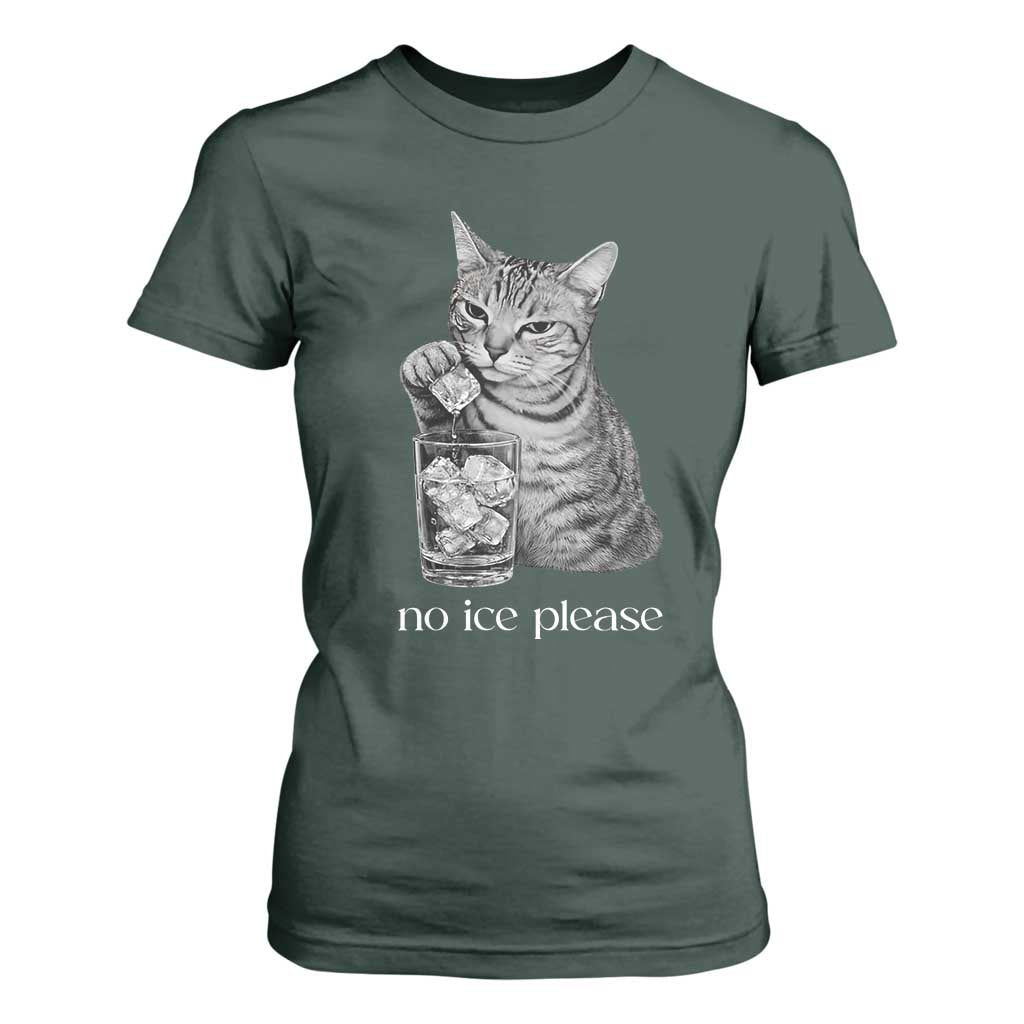 No Ice Please Realistic Angry Cat Graphic T Shirt For Women Resistance Against Ice Protest TS02 Dark Forest Green Print Your Wear