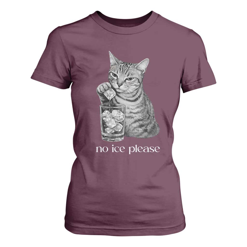 No Ice Please Realistic Angry Cat Graphic T Shirt For Women Resistance Against Ice Protest TS02 Maroon Print Your Wear