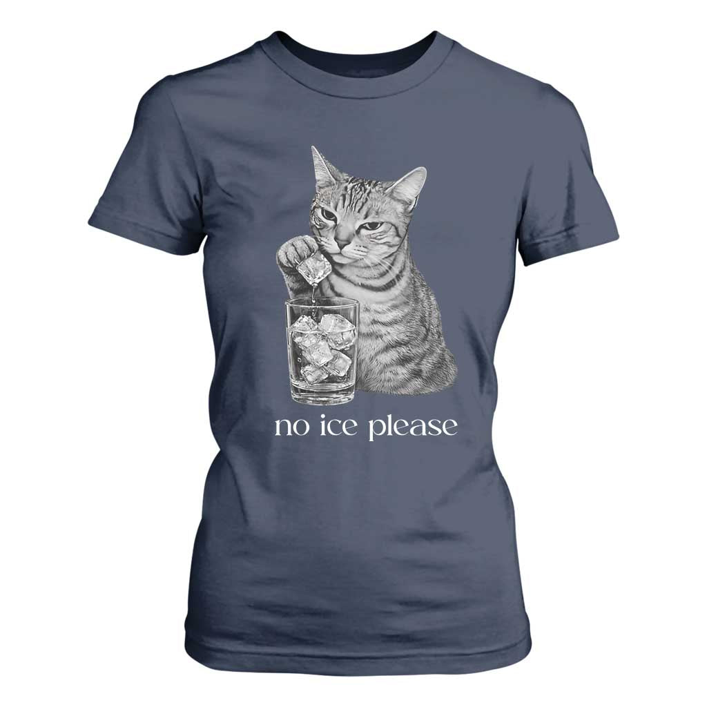 No Ice Please Realistic Angry Cat Graphic T Shirt For Women Resistance Against Ice Protest TS02 Navy Print Your Wear