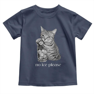 No Ice Please Realistic Angry Cat Graphic Toddler T Shirt Resistance Against Ice Protest TS02 Navy Print Your Wear