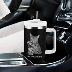 No Ice Please Realistic Angry Cat Graphic Tumbler With Handle Resistance Against Ice Protest TS02 Print Your Wear