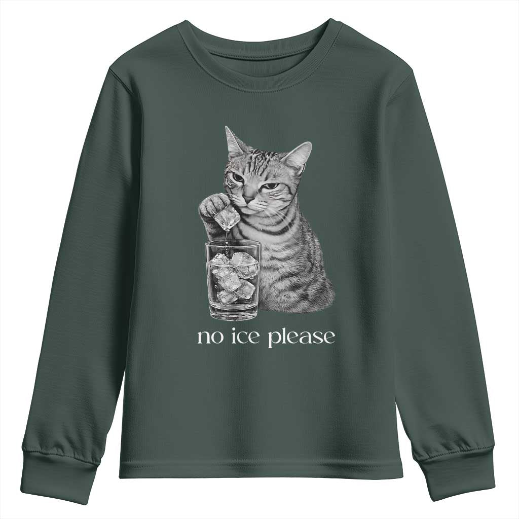 No Ice Please Realistic Angry Cat Graphic Youth Sweatshirt Resistance Against Ice Protest TS02 Dark Forest Green Print Your Wear