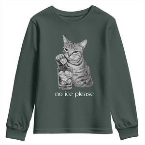 No Ice Please Realistic Angry Cat Graphic Youth Sweatshirt Resistance Against Ice Protest TS02 Dark Forest Green Print Your Wear