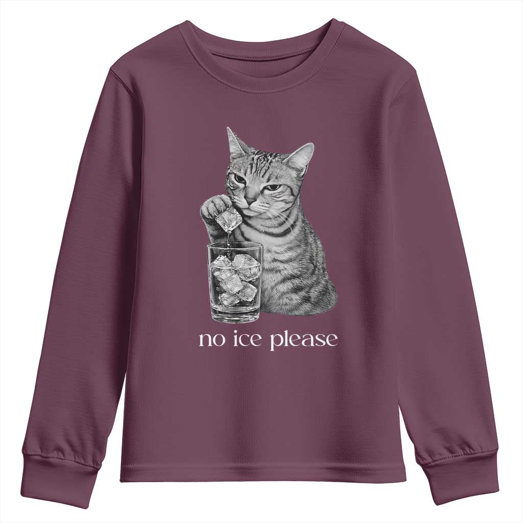 No Ice Please Realistic Angry Cat Graphic Youth Sweatshirt Resistance Against Ice Protest TS02 Maroon Print Your Wear