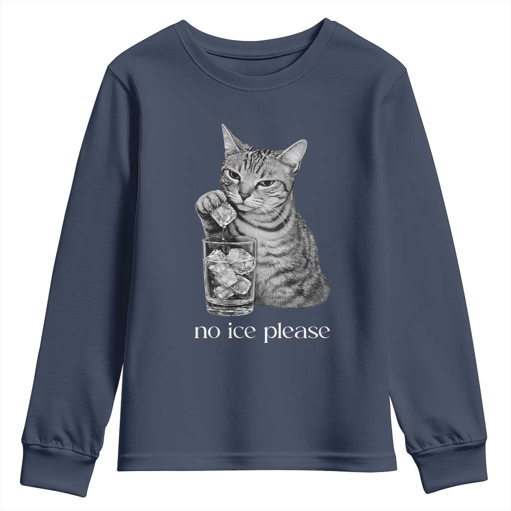 No Ice Please Realistic Angry Cat Graphic Youth Sweatshirt Resistance Against Ice Protest TS02 Navy Print Your Wear