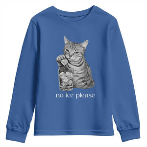 No Ice Please Realistic Angry Cat Graphic Youth Sweatshirt Resistance Against Ice Protest TS02 Royal Blue Print Your Wear