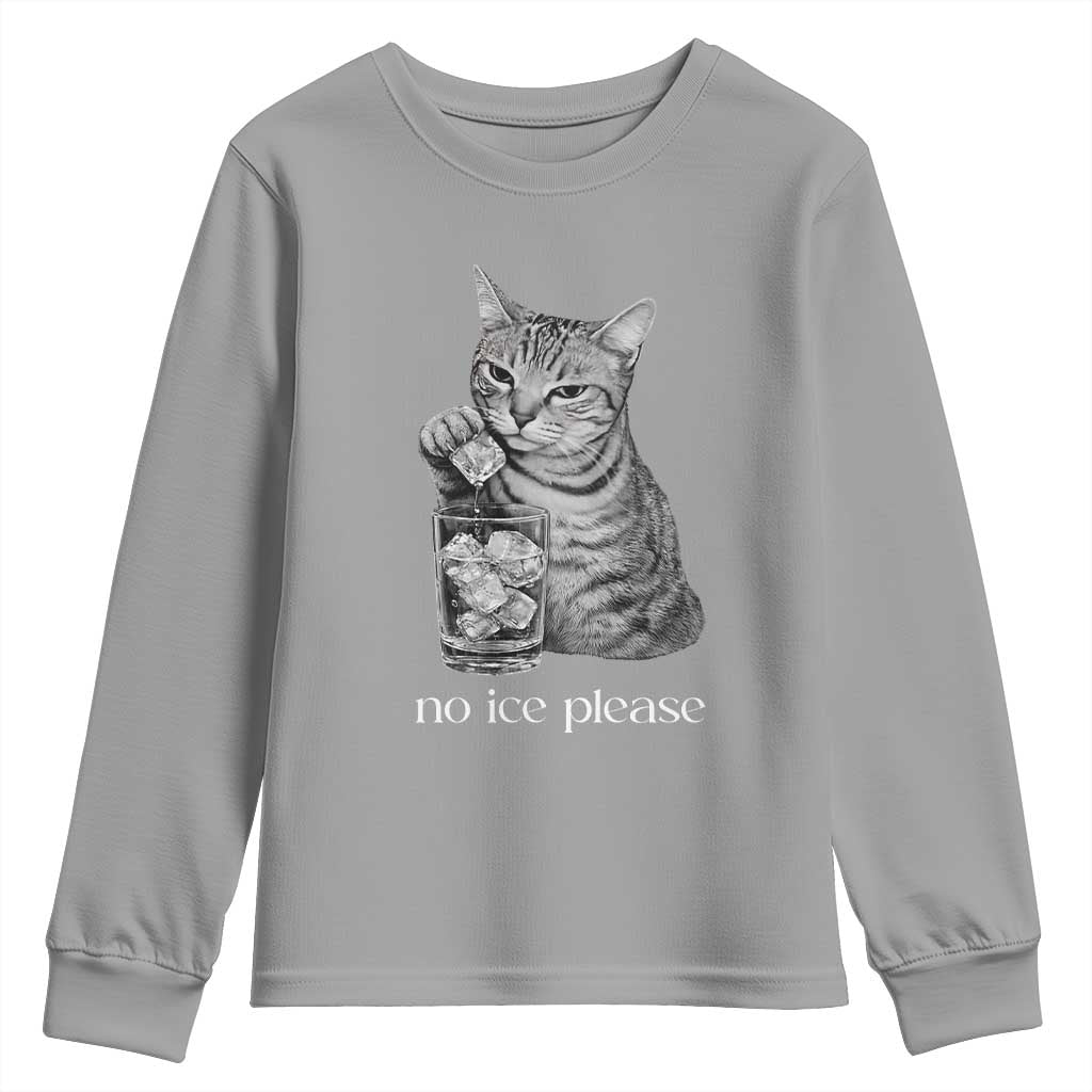 No Ice Please Realistic Angry Cat Graphic Youth Sweatshirt Resistance Against Ice Protest TS02 Sport Gray Print Your Wear