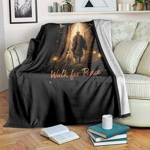 Walk for Peace Lantern Path Throw Blanket Monk and Aloka the Dog Spiritual Journey TS02 Print Your Wear
