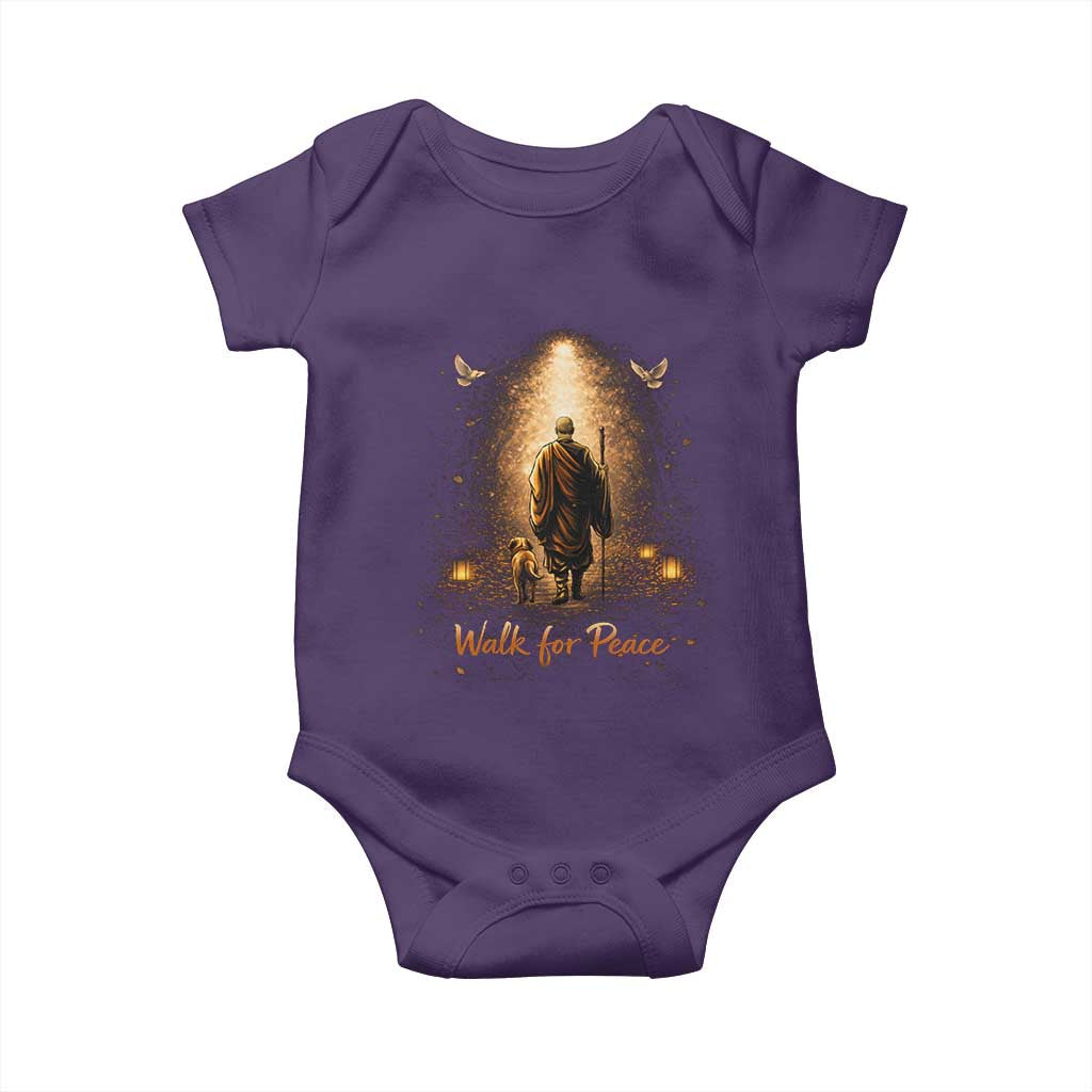 Walk for Peace Lantern Path Baby Onesie Monk and Aloka the Dog Spiritual Journey TS02 Purple Print Your Wear