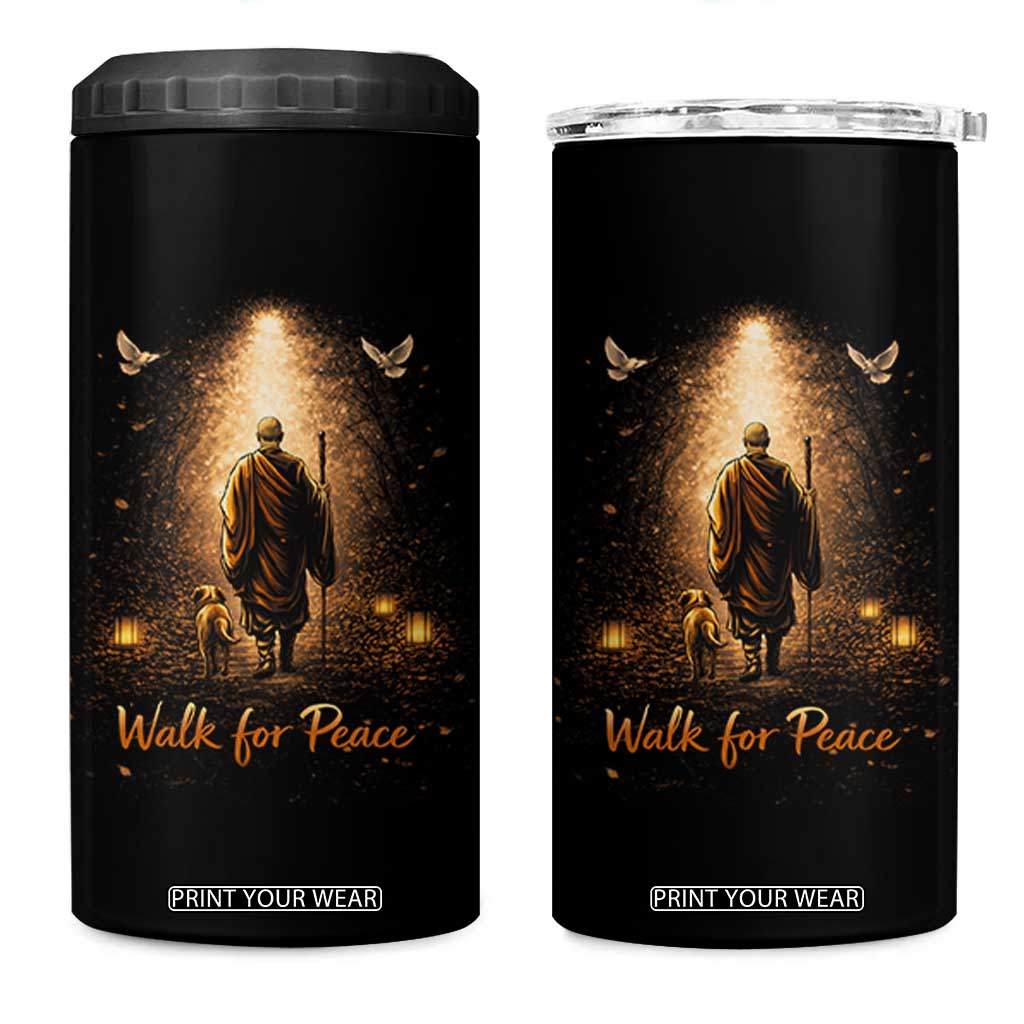 Walk for Peace Lantern Path 4 in 1 Can Cooler Tumbler Monk and Aloka the Dog Spiritual Journey TS02 One Size: 16 oz Black Print Your Wear