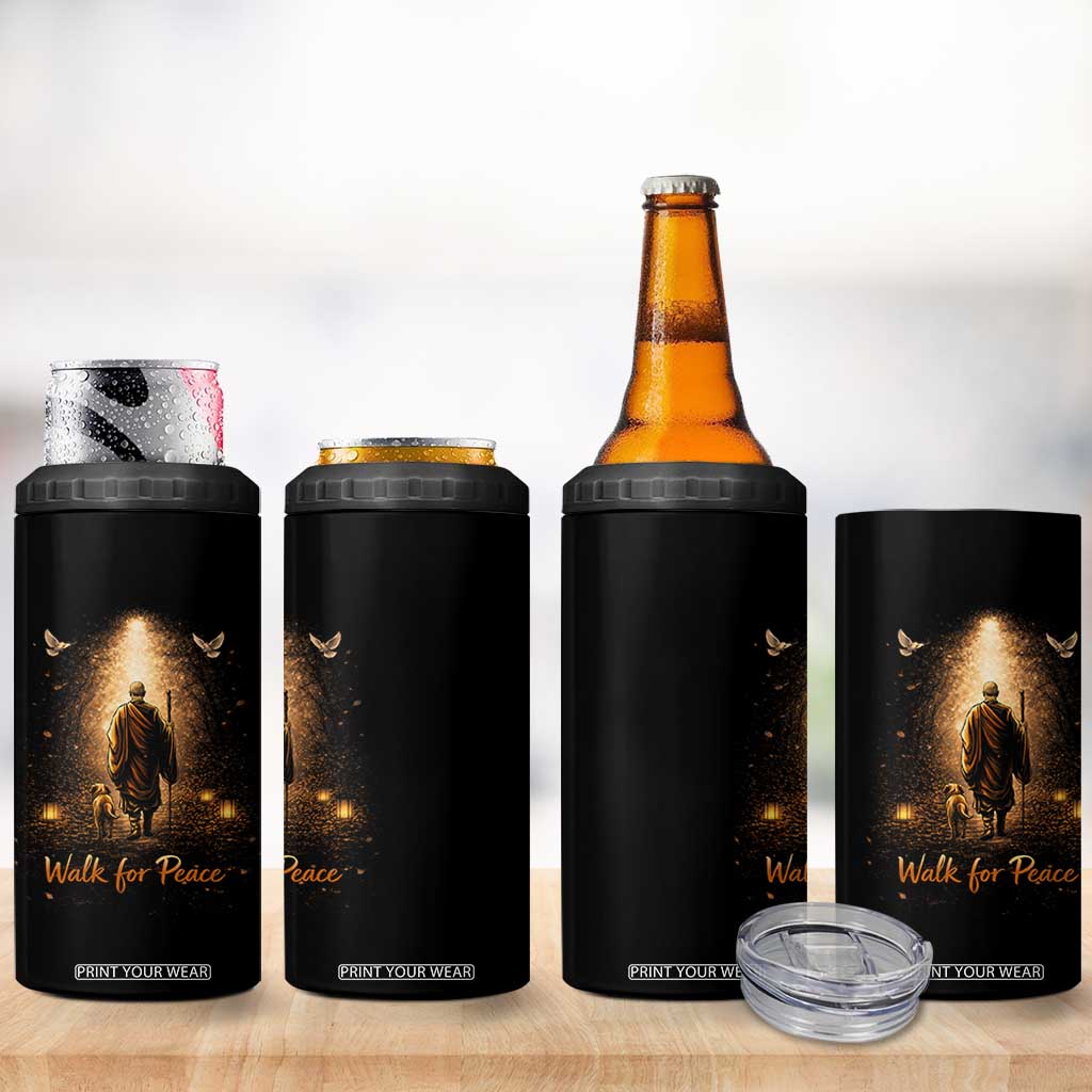 Walk for Peace Lantern Path 4 in 1 Can Cooler Tumbler Monk and Aloka the Dog Spiritual Journey TS02 Print Your Wear