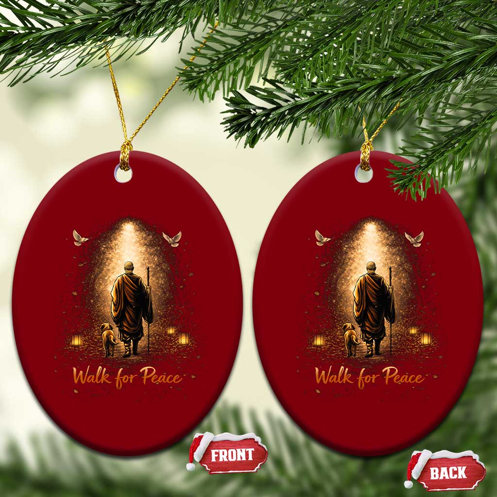 Walk for Peace Lantern Path Ceramic Ornament Monk and Aloka the Dog Spiritual Journey TS02 Print Your Wear