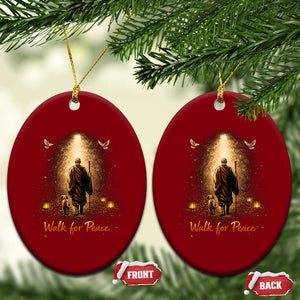 Walk for Peace Lantern Path Ceramic Ornament Monk and Aloka the Dog Spiritual Journey TS02 Print Your Wear