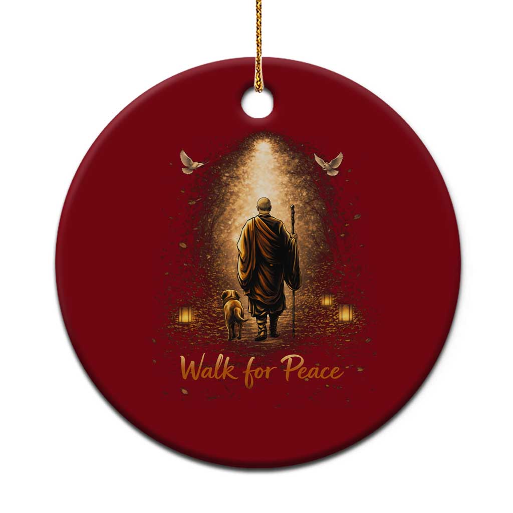 Walk for Peace Lantern Path Ceramic Ornament Monk and Aloka the Dog Spiritual Journey TS02 1pc Red Print Your Wear