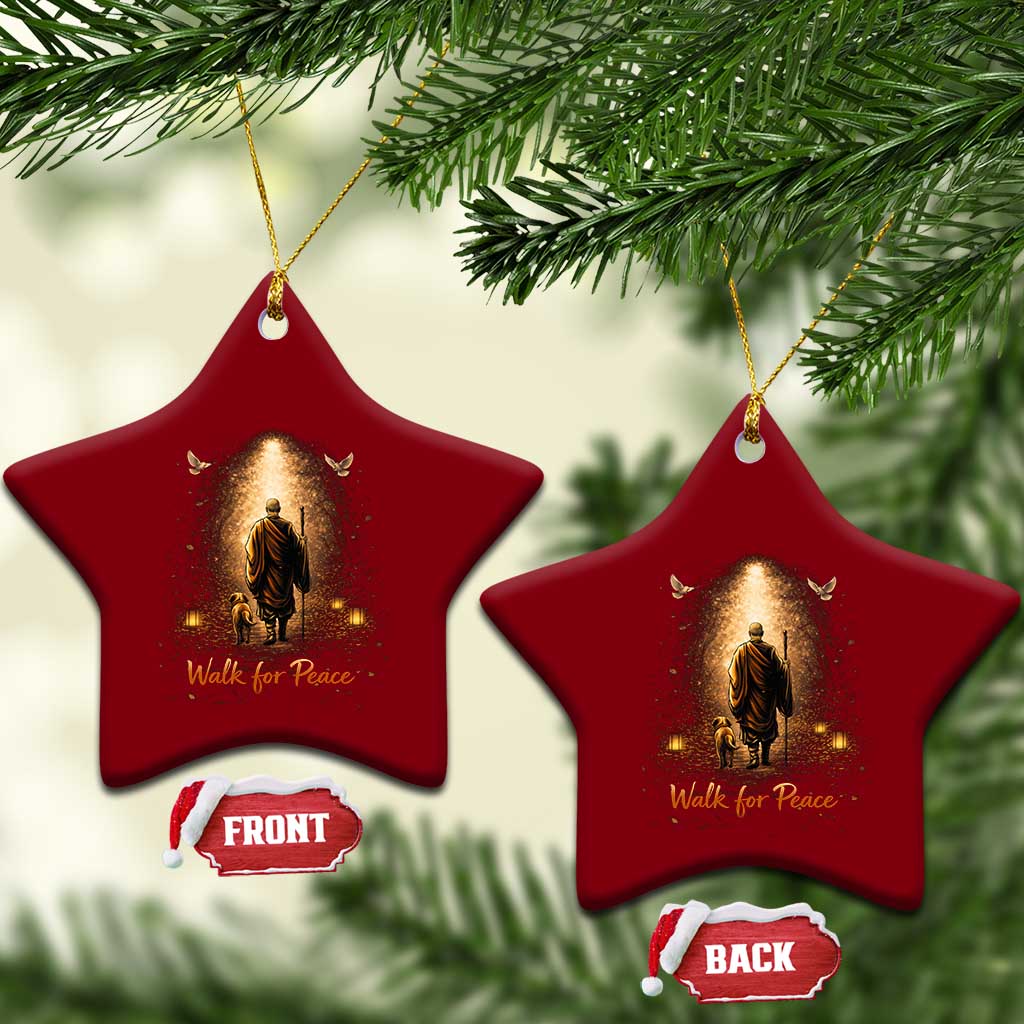Walk for Peace Lantern Path Ceramic Ornament Monk and Aloka the Dog Spiritual Journey TS02 Print Your Wear