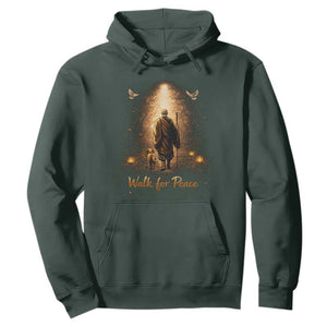Walk for Peace Lantern Path Hoodie Monk and Aloka the Dog Spiritual Journey TS02 Dark Forest Green Print Your Wear