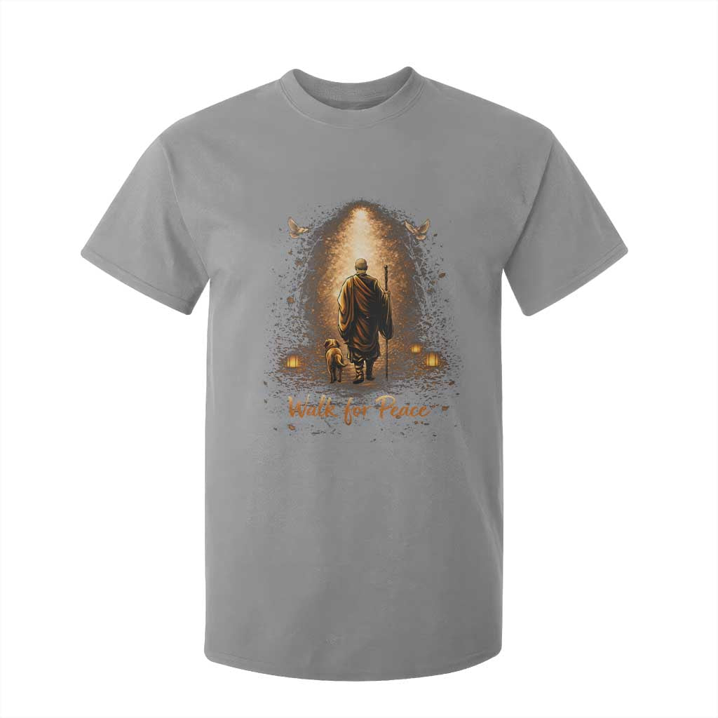 Walk for Peace Lantern Path T Shirt For Kid Monk and Aloka the Dog Spiritual Journey TS02 Sport Gray Print Your Wear