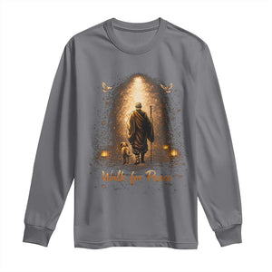 Walk for Peace Lantern Path Long Sleeve Shirt Monk and Aloka the Dog Spiritual Journey TS02 Charcoal Print Your Wear