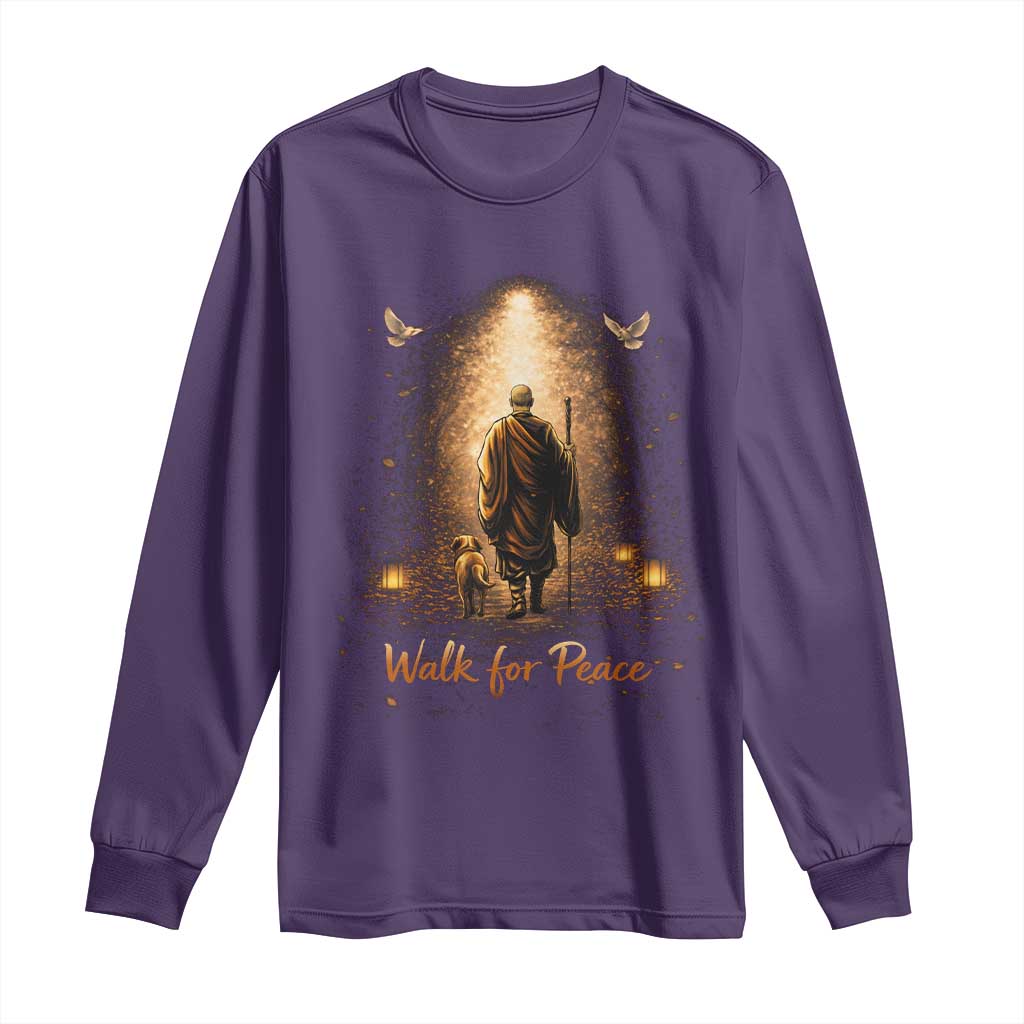 Walk for Peace Lantern Path Long Sleeve Shirt Monk and Aloka the Dog Spiritual Journey TS02 Purple Print Your Wear