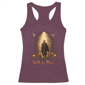 Walk for Peace Lantern Path Racerback Tank Top Monk and Aloka the Dog Spiritual Journey TS02 Maroon Print Your Wear