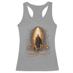 Walk for Peace Lantern Path Racerback Tank Top Monk and Aloka the Dog Spiritual Journey TS02 Sport Gray Print Your Wear