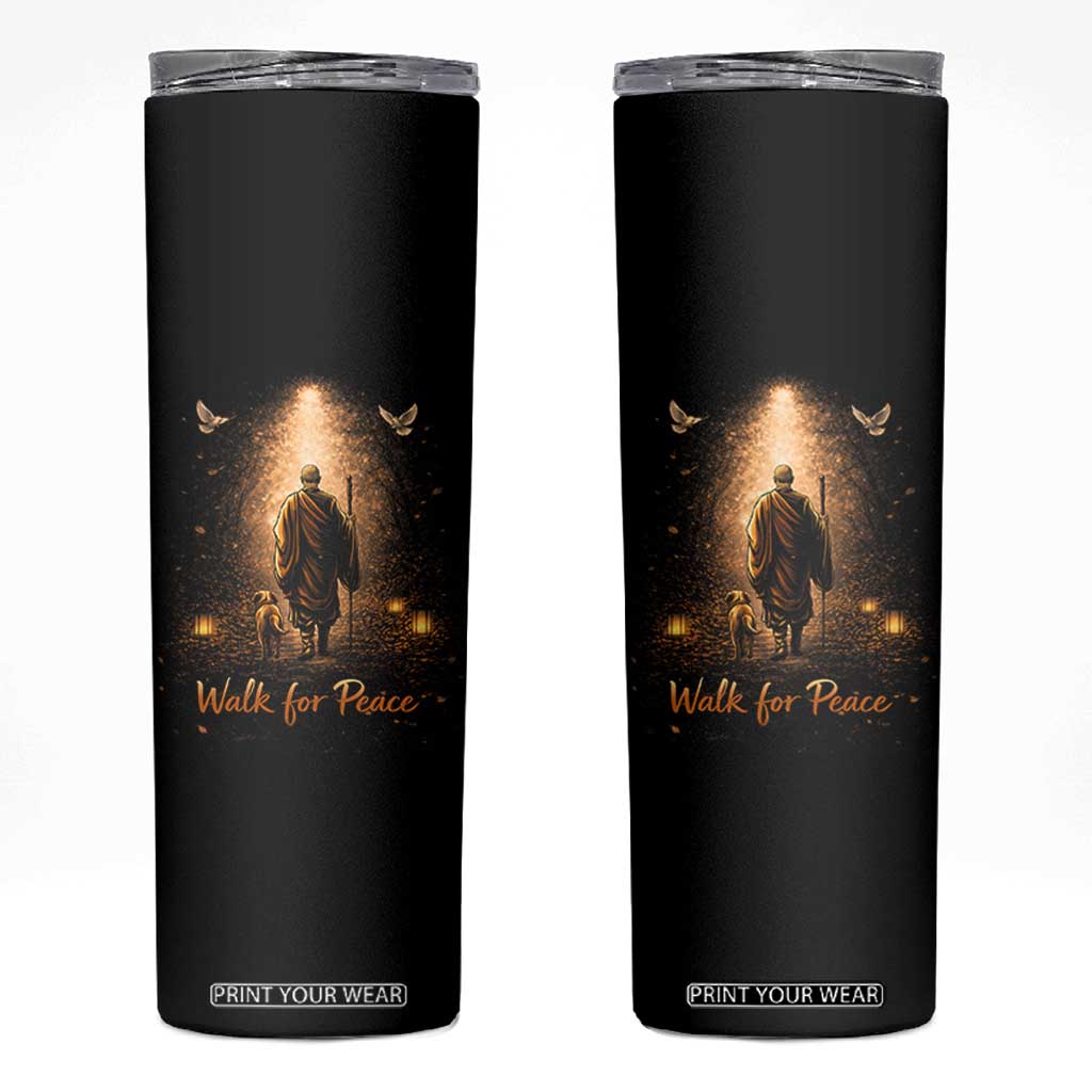 Walk for Peace Lantern Path Skinny Tumbler Monk and Aloka the Dog Spiritual Journey TS02 Black Print Your Wear