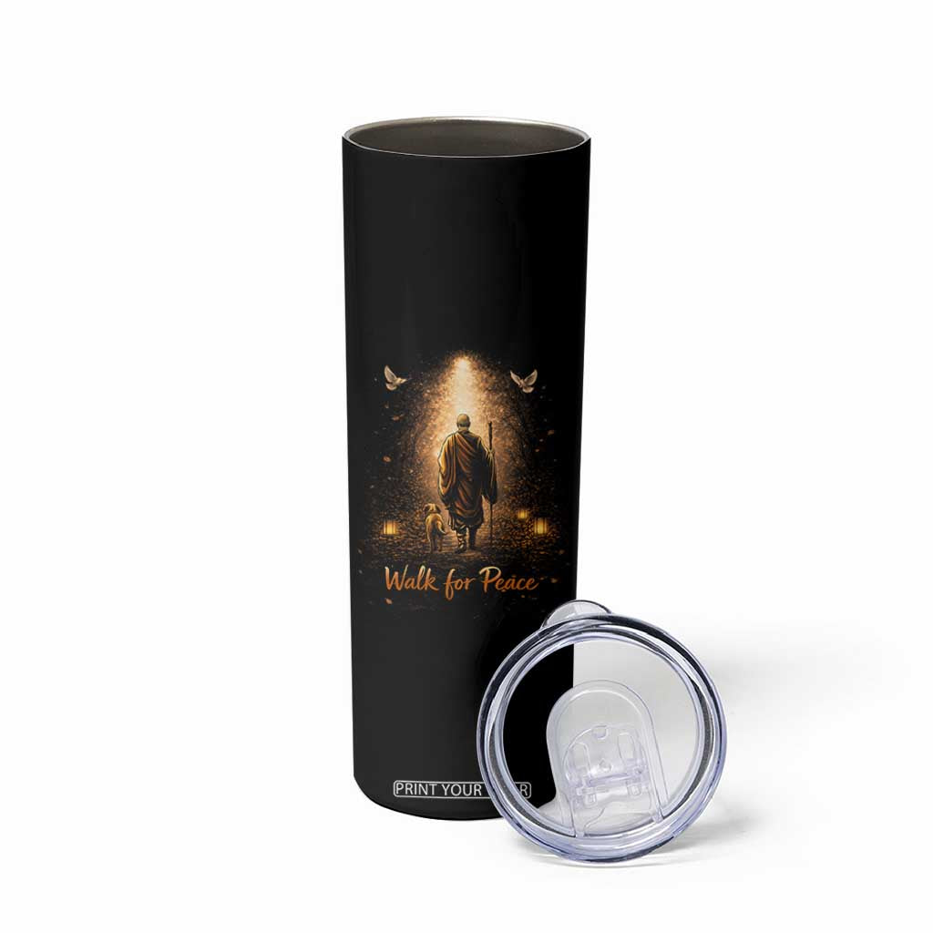 Walk for Peace Lantern Path Skinny Tumbler Monk and Aloka the Dog Spiritual Journey TS02 Print Your Wear