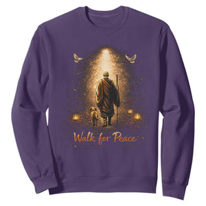 Walk for Peace Lantern Path Sweatshirt Monk and Aloka the Dog Spiritual Journey TS02 Purple Print Your Wear