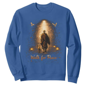 Walk for Peace Lantern Path Sweatshirt Monk and Aloka the Dog Spiritual Journey TS02 Royal Blue Print Your Wear