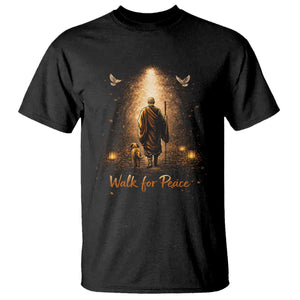 Walk for Peace Lantern Path T Shirt Monk and Aloka the Dog Spiritual Journey TS02 Black Print Your Wear