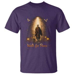 Walk for Peace Lantern Path T Shirt Monk and Aloka the Dog Spiritual Journey TS02 Purple Print Your Wear