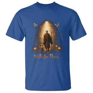 Walk for Peace Lantern Path T Shirt Monk and Aloka the Dog Spiritual Journey TS02 Royal Blue Print Your Wear