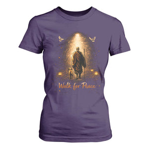 Walk for Peace Lantern Path T Shirt For Women Monk and Aloka the Dog Spiritual Journey TS02 Purple Print Your Wear